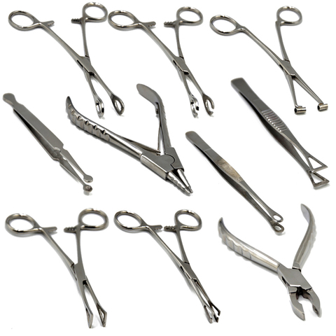1Pc Surgical Steel Opening Closing Needle Ball Clamp Plier Different Open shape Tweezers Piercing Professional Puncture Tool ► Photo 1/6