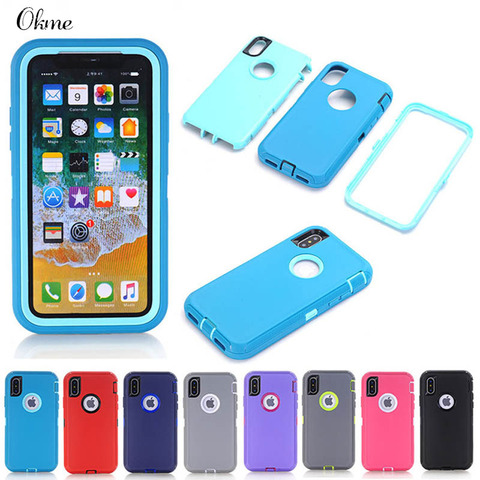 Full Coverage 3 in 1 Cover Case for iPhone 6 6S Plus 7 7Plus X XS Max XR 11 11pro max Rubber Hybrid Heavy Defend Shockproof Case ► Photo 1/6