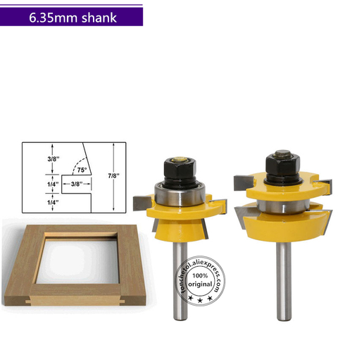 6.35mm Shank-2PCS,cnc solid tungsten carbide woodworking router bit,trimmer wood milling cutter,Door and window cover wood tool ► Photo 1/1