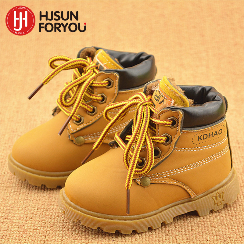 Winter Children Warm Boy Girl Sneaker Ankle Boots Kids Baby Leather Shoes 