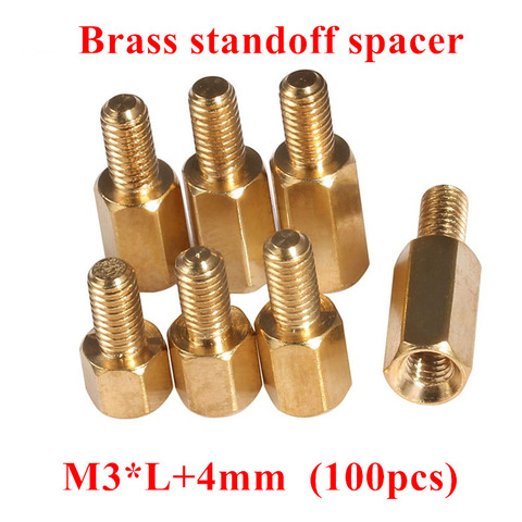 100pc 50pc M3*4/5/6/8/10/12/14/15/20+4mm Hex Nut Spacing Screws Brass Thread Pillar PCB Computer PC Motherboard Standoff Spacers ► Photo 1/3