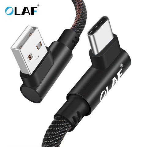 OLAF 3A USB Type C 90 Degree USB C Cable for Samsung Galaxy S9 plus Nokia 8 Xiaomi Mi 8 6 MAX 3 USB C Fast Charging Data Cable ► Photo 1/6