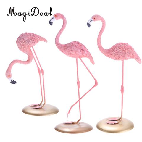Pink 3 Styles Standing Flamingo Birds Animal Statue Ornament Art Collectiable Figurine Miniatures Decor Landscape ► Photo 1/6