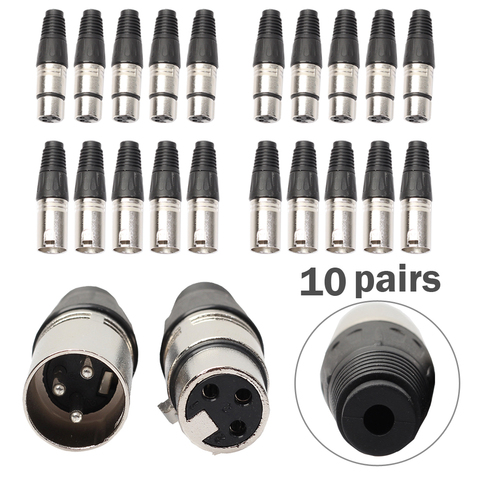 Mini 10 Pairs XLR Adapter 3 Pin Male Plug and Female MIC Jack Microphone Audio Cable Connector Black Free Shipping ► Photo 1/6