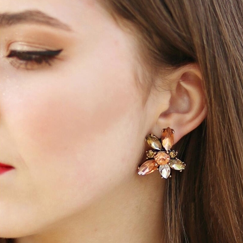 JURAN 26 Style Simple Colorful Crystal Statement Earrings ethnic wedding jewelry accessories Rhinestone stud earrings for women ► Photo 1/6