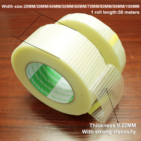 50m/roll Glass fiber tape transparent mesh fiber tape aircraft model fixed special strong single-sided strip tape ► Photo 1/3