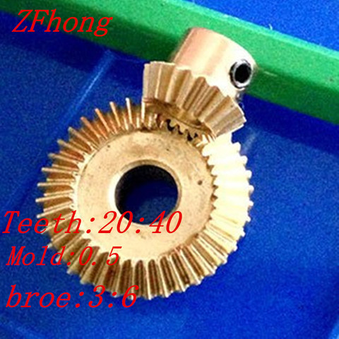 A pair 1:2 brass Bevel Gear Brass 20 Teeth and 40 Teeth Right Angle Transmission parts machine parts DIY ► Photo 1/1