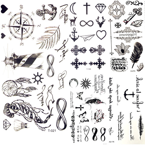 Little Gadgets Infinity Water Transfer Tattoo Black Compass Endless Tatoo Women Body Arm Hand Art Temporary Tattoo Stickers Men ► Photo 1/6