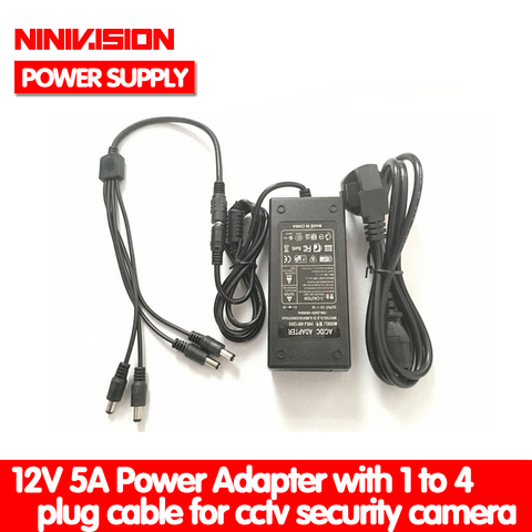 NINIVISION 12V 5A 1 to 4 Port CCTV Camera AC Adapter Power Supply Box For The CCTV Camera ► Photo 1/6
