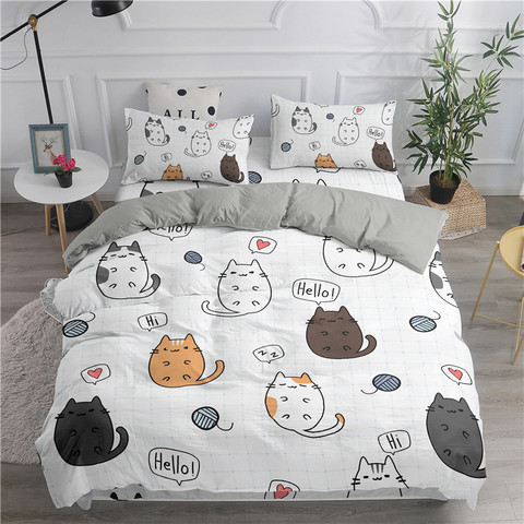 ZEIMON Cartoon Bedding Set Cute Cats Printed 3D Duvet Cover Set Twin Full Queen King Double Sizes Pillowcase Bedclothes ► Photo 1/6