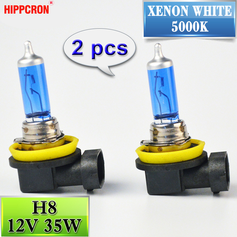 hippcron 2 PCS 12V 35W H8 Super White Halogen Bulb 5000K Quartz Glass Dark Blue Car HeadLight ► Photo 1/6
