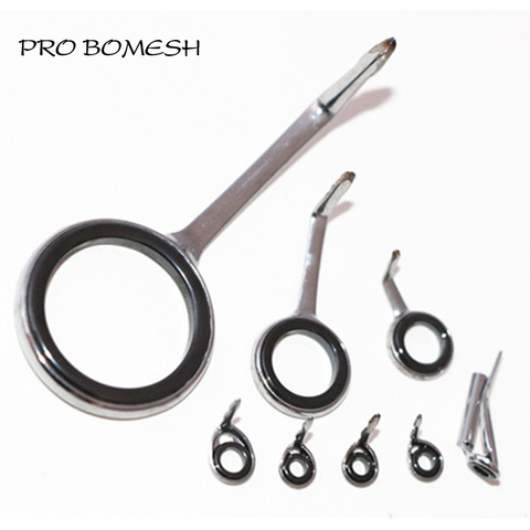 Pro Bomesh 5g 8pcs/Kit Light Spinning Fishing Rod Guide Set Kit SIC Ring Stainless Steel Guide DIY Fishing Guide Rod  Accessory ► Photo 1/1