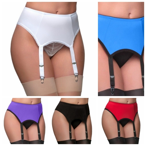 Sexy Women High Waist Elastic Mesh Garter Belt Suspender 4 Metal Buckles Strap Sexy  Plus Size S-XXL (No Panties) ► Photo 1/6