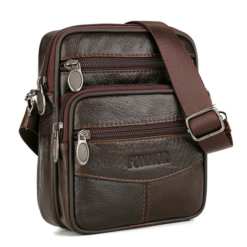 Brand Genuine Leather Mult-Function Men Shoulder Bags Belt Pack Brown Small Crossbady Bag Vintage Messenger Bag Man Belt Bag ► Photo 1/6