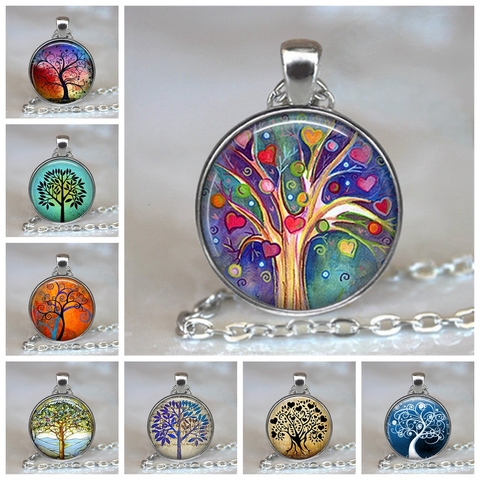 Tree Of Life Glass Cabochon Statement Necklace & Pendant Jewelry Vintage Charm Chain Choker Steampunk Jewelry Gift for Women ► Photo 1/6