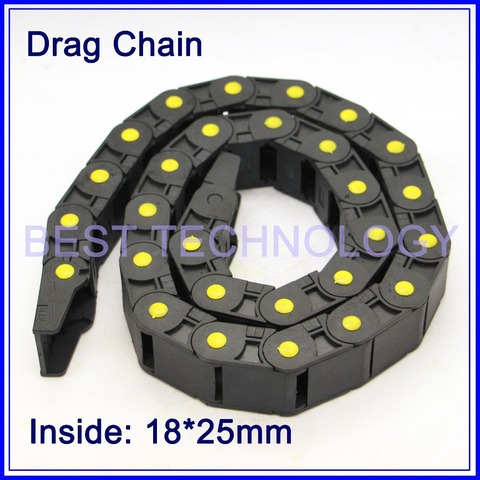 Series 18 x 25mm 37mm  50mm length L1000mm Plastic Cable Drag Chain Wire Carrier with end connectors plastic towline Semi Closed ► Photo 1/1