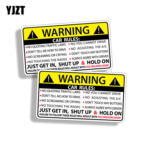 YJZT 2X 10.2CM*5.7CM Car Safety Warning Rules Decal PVC Car Sticker 12-0585 ► Photo 1/6