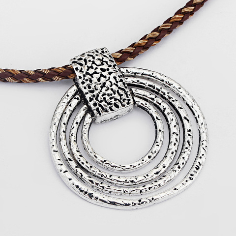 2pcs Antique Silver Fleck Four Big Circle Simple Charms Pendants For Necklace Bracelet Making Fashion Jewelry Findings 67x63mm ► Photo 1/4