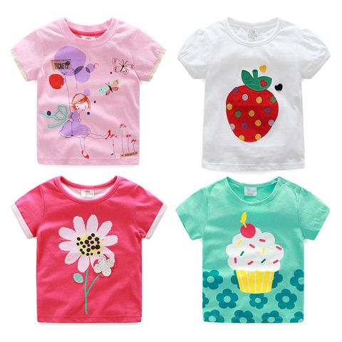 Children'S Clothing 2022 Summer New Arrival Baby Top Basic Shirt 100% Cotton Girls Short-Sleeve T-Shirt ► Photo 1/6
