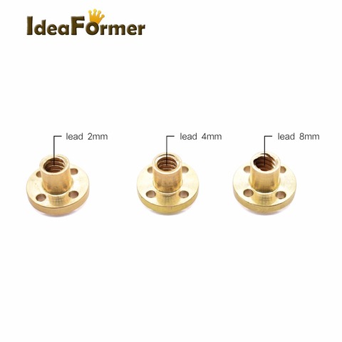 3D printer accessoris Copper Screw Nut T2mm T4mm T8mm Lead Screw stepper motor rail screw Flange Brass Screw Nut ► Photo 1/5