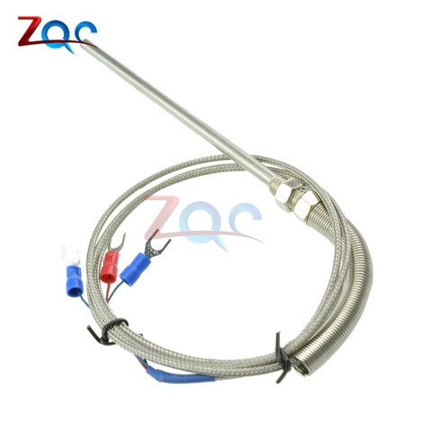 Stainless Steel Shield 10cm Probe Tube RTD PT100 Temperature Sensor with 3 Cable Wires for Temperature Controller ► Photo 1/5