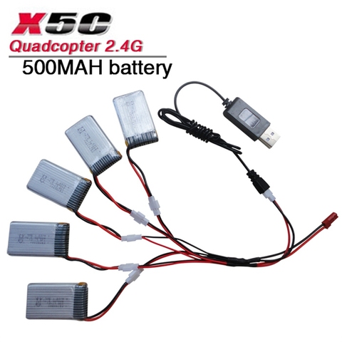 X5C X5SC X5SW X5C-1 rc quadcopter spare parts set  x5c Li-po battery 3.7V 500mah 20C with/without USB cable charger ► Photo 1/1