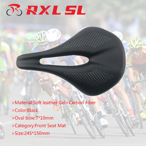 No Logo Mtb Seat 3K Carbon Leather Road Bike Saddle Bow 7*10mm Cycling Bicycle Soft leather Gel Saddles Cover Seat ► Photo 1/6
