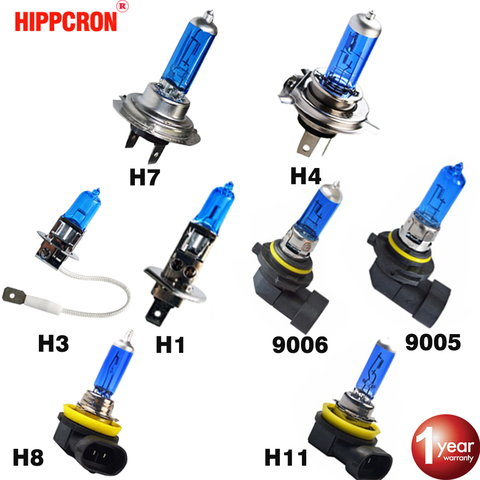 Hippcron Halogen Bulb H7 H4 H3 H1 H8 H9 H11 9005 HB3 9006 HB4 Car Headlight Lamp 12V 55W 60/55W 5000K Super White Quartz Glass ► Photo 1/5