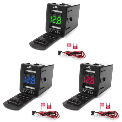 12V Dual USB Car Charger LED Voltmeter 4.8A Power Adapter For Nissan Smart Phone ► Photo 1/6