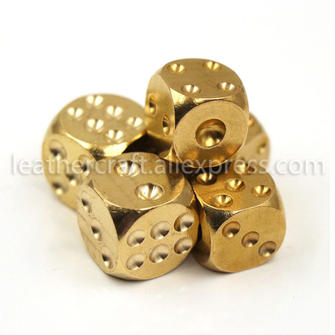 1pcs Solid Brass Bar Games Dice Manual Polishing Six Sided Home Bar Party Supplies 2 Sizes 13mm/ 15mm ► Photo 1/5