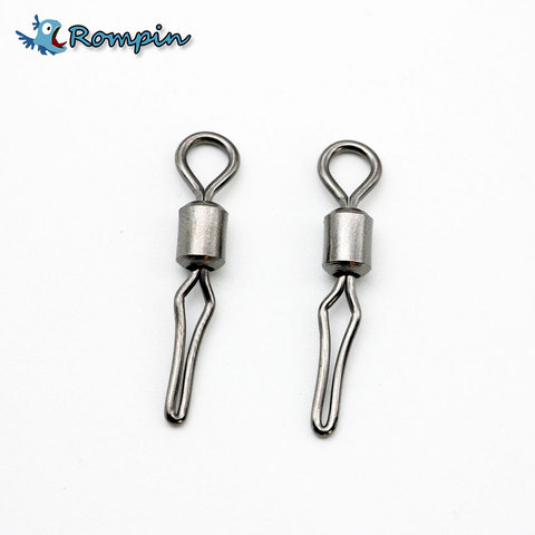 Rompin 50pcs/lot Barrel Swivel With Side Line Clip Fishhooks Fishing Swivel Connector With Snap Emerillones Pesca ► Photo 1/1