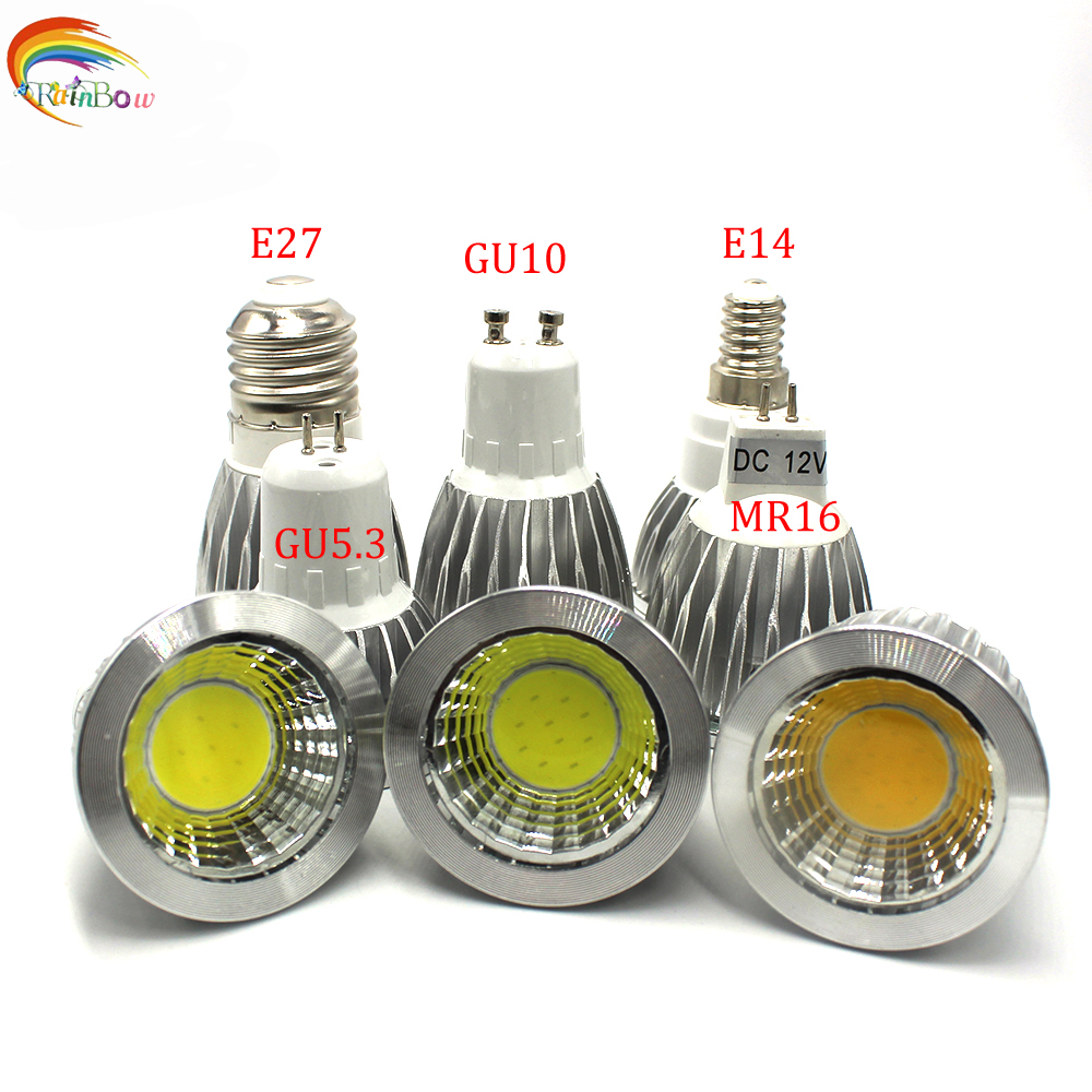 LED Spotlight COB GU10 MR16 GU5.3 Base 5W 7W AC 110V 220V DC 12V Light Bulbs 