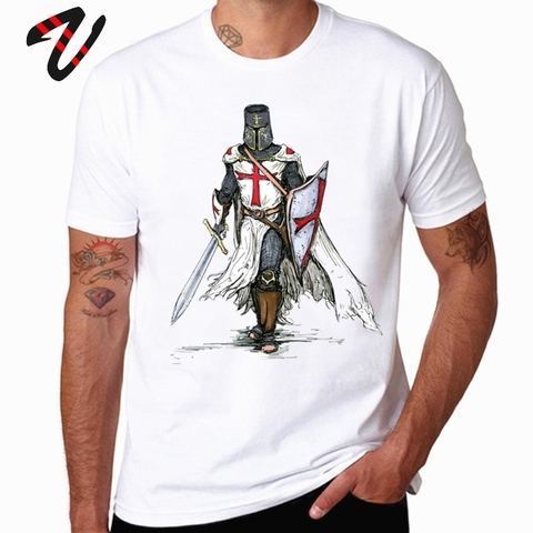 Templar Knight Tees Men Tshirt Swag Knight Templar Cross T-shirt 100% Cotton Streetwear Medieval Warrior Tops Slim Fit Tee Shirt ► Photo 1/6