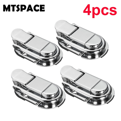 MTSPACE 4pcs/Set Luggage Guitar Musical Trolley Flight Case Button Knot Drawbolt Closure Latch For Wooden Boxes Air Iron Silver ► Photo 1/6