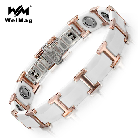 WelMag Magnetic Bracelets Bangles Fashion Noble White Ceramic Tungsten Steel Jewelry for Women Energy Magnetic Therapy Wristband ► Photo 1/6