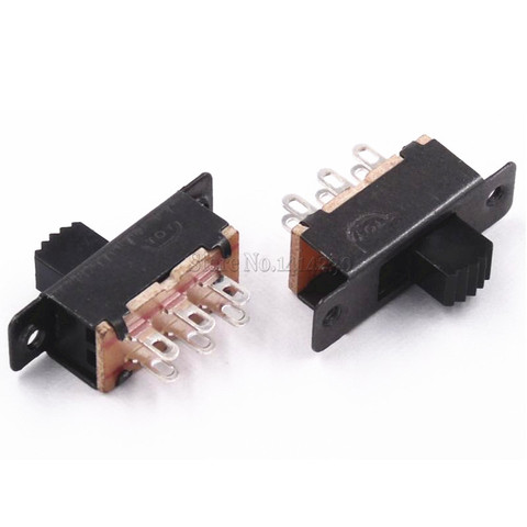 10PCS Toggle Switch 2 Position 6 Pins With Fixed Hole Handle High 5mm DPDT 2P2T Panel Mount Slide Switch 125VAC ► Photo 1/6