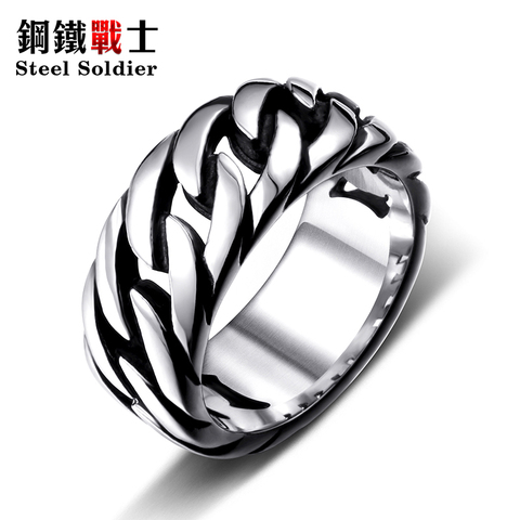 steel soldier titanium steel Gothic chain ring personality retro ring for men stainless steel ring jewelry ► Photo 1/6