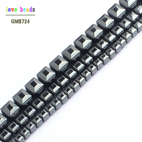 Natural Stone Beads Black Hematite Cube Square Loose Beads For Jewelry Making 15inches 3/4/6mm Spacer beads Diy Jewelry ► Photo 1/3