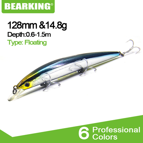 128mm 14.8g Bearking 5PCS New Arrival Hot Sale Minnow Hard Fishing Lure Bait 2017 hot Fishing Tackle Artificial Lures Bait 					 ► Photo 1/6