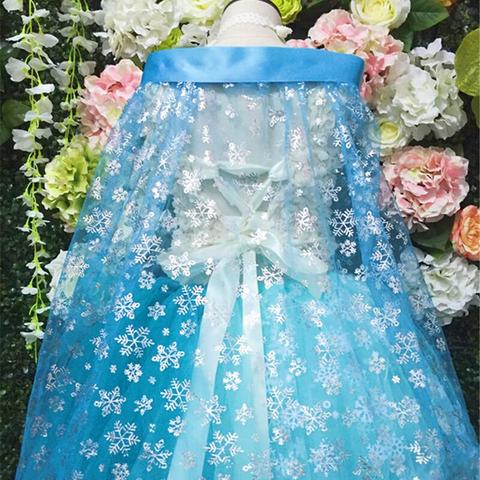 150CM*50CM Princess Snowflake Organza Fabric Blue SILVER GLITTER Cosplay Shiner Bright Fabric CAPE Sewing Doll Cloth DIY Craft ► Photo 1/6