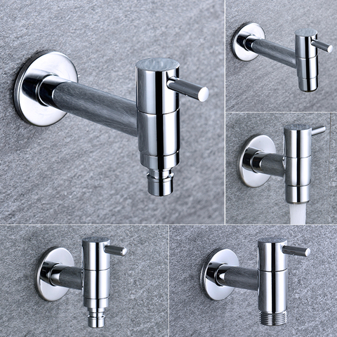 High Quality Extra Longht Faucet Solid Brass Outdoor Garden Washing Machine Tap Chrome Plated Standard G1/2 Threaded ► Photo 1/6