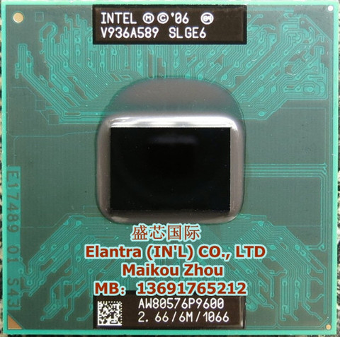 Original Intel Core 2 Duo P9600  p9600  SLGE6 2.66G 6MB 1066MHz Mobile CPU P9600 laptop CPU free shipping ► Photo 1/1