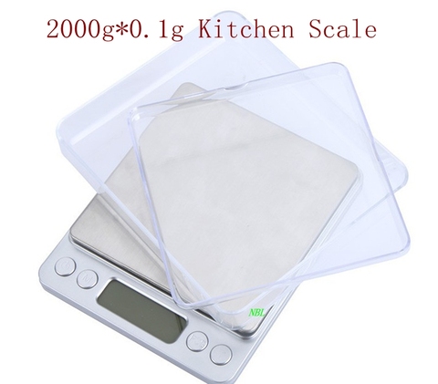 2kgx0.1g LCD Digital Kitchen Scale 2kg-0.1 Smart Food Diet Weight Balance Scales Blue Backlight Two Tray 4units With Retail Box  ► Photo 1/6