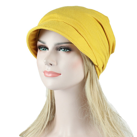 HanXi Beret Cotton Hat Visor for Women Winter Beanie Korean Style Solid Chemo Hat Spring Travel Cap Fishermen Hat Breathable ► Photo 1/6