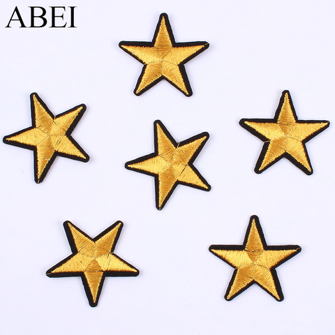 20pcs/lot DIY Clothes Patch Embroidered Gold Star Sticker for Bags Jeans Sweater Decoration Wholesale Fabric Badge Appliques ► Photo 1/6