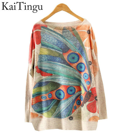 2017 New Autumn Winter Fashion Women Long Batwing Sleeve Knitted Print Warm Sweater Loose Blouse Jumper Pullover Knitwear Tops ► Photo 1/6