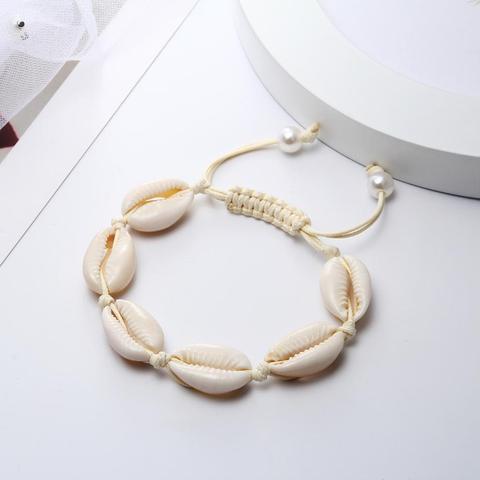 Charm Bohemia Jewelry Hand-knitted Beaded Shells Bracelet Women Natural Shell Pearl Accessories Rope Bangles Adj Size Wristband ► Photo 1/6