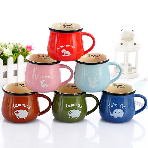 1pc 350ml 150ml Mark cup Coffee cup ceramic cup wholesale Milk cup Water caliber 9/6.5cm kitchen tools home decor  ► Photo 1/1