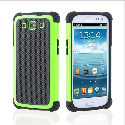 Ball Grain Plastic Shockproof Case Silicone Cover For Samsung Galaxy S3 i9300 Hybrid Phone Cover ► Photo 1/6