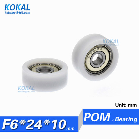[F0624-10] 1PCS/lot flat type 626zz 626 ball bearing coated with POM PA Nylon plastic wheel pulley non-standard pulley bearing ► Photo 1/2